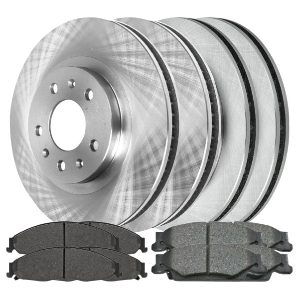 Front and Rear Disc Brake Rotors and Ceramic Pads Kit - Part # BRAKEPKG380