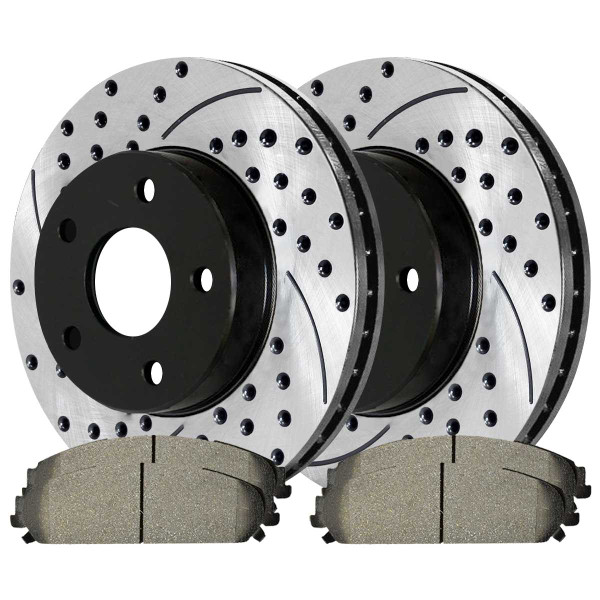 Front Performance Ceramic Brake Pad and Performance Drilled and Slotted Rotor Bundle 13.6 Inch Rotor Diameter - Part # PERF630251058