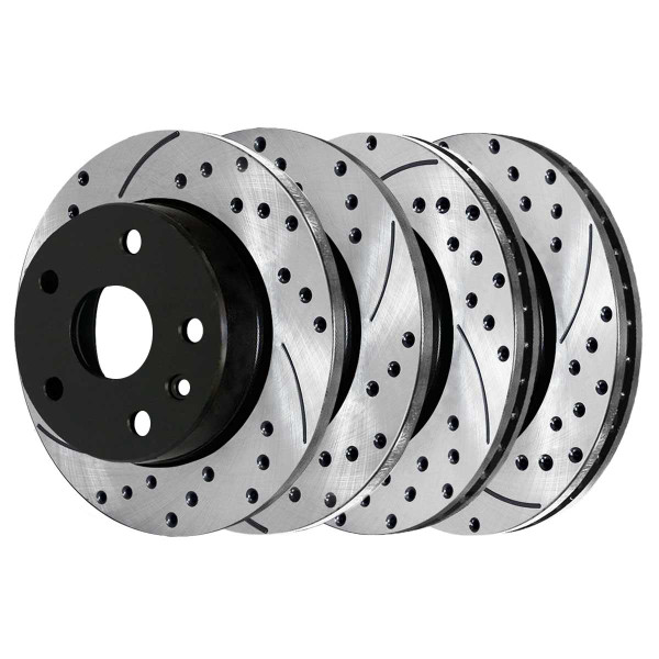 Front and Rear Performance Drilled and Slotted Brake Rotor Bundle - Part # PR41466-41314PR