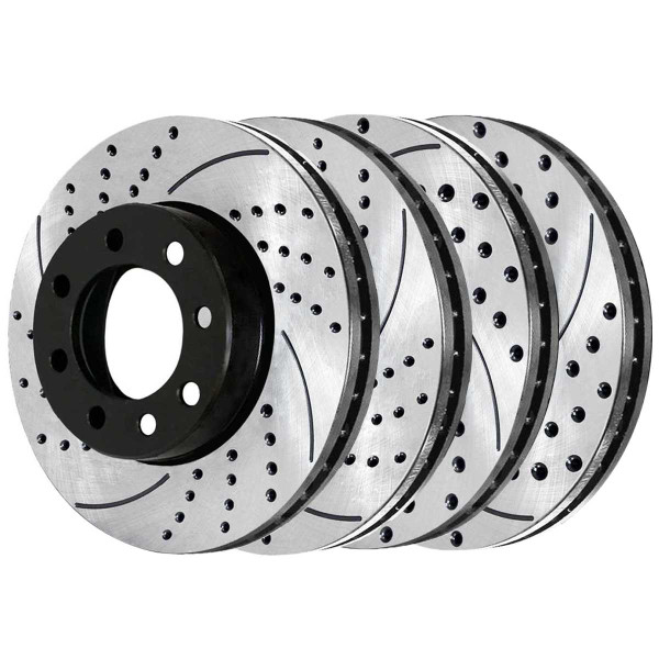 Front and Rear Performance Drilled and Slotted Brake Rotor Bundle 8 Stud - Part # PR63014PR63013