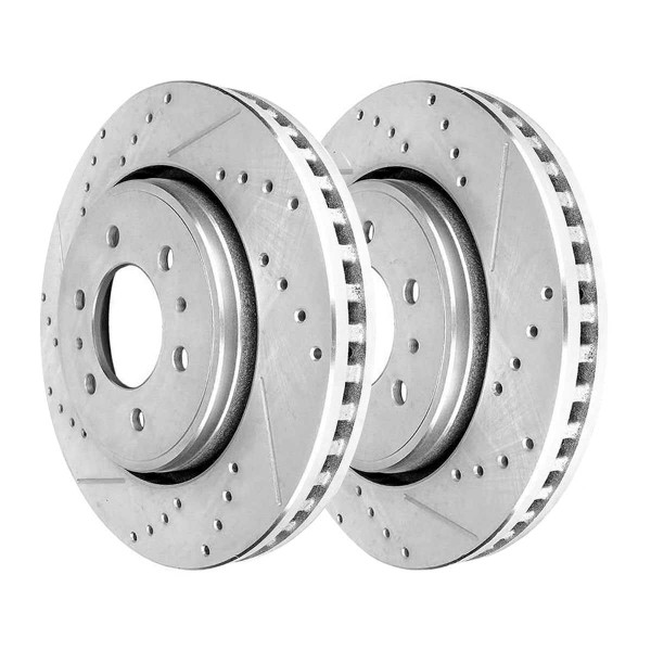 Front Performance Drilled and Slotted Brake Rotor Pair Silver 6 Stud - Part # PR64155DSZPR