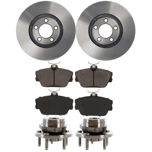 [Front Set] 2 Brake Rotors & 1 Set Ceramic Brake Pads & 2 Wheel Hub Bearing Assemblies - Part # RHBBK0156
