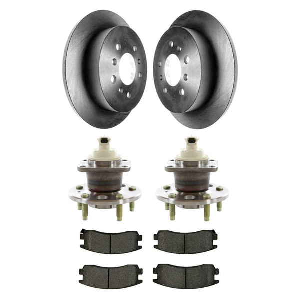 [Rear Set] 2 Brake Rotors & 1 Set Ceramic Brake Pads & 2 Wheel Hub Bearing Assemblies - Part # RHBBK0462
