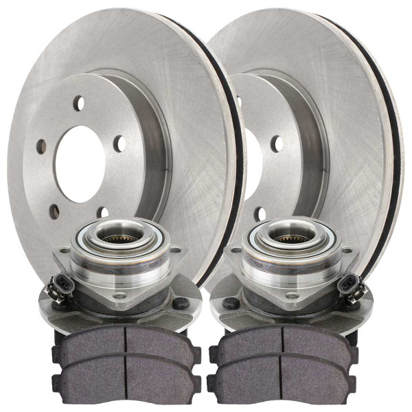 Front Wheel Hub Bearing Assembly Ceramic Brake Pad Rotor Bundle 4 Wheel ABS - Part # RHBBK0478