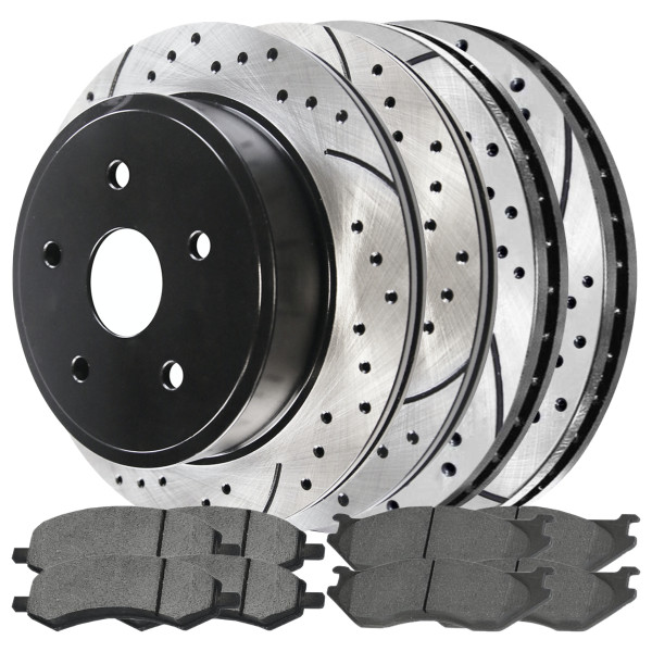 Front and Rear Ceramic Brake Pad and Performance Rotor Bundle 5 Stud - Part # SCD967PR63007