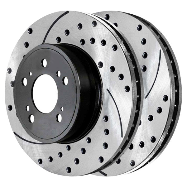 Front Performance Drilled Slotted Brake Rotors Black and Ceramic Pads Kit, Driver and Passenger Side - Part # SCDPR4131341313621
