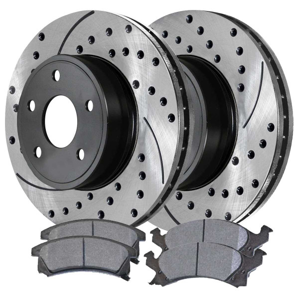 Front Ceramic Brake Pad and Performance Rotor Bundle - Part # SCDPR65826582673
